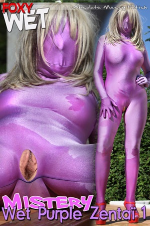 Mystery - Wet purple zentai 1